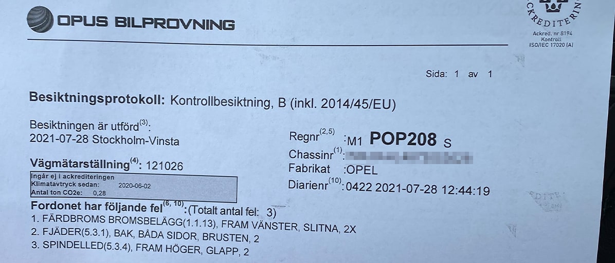 Besiktning protokoll