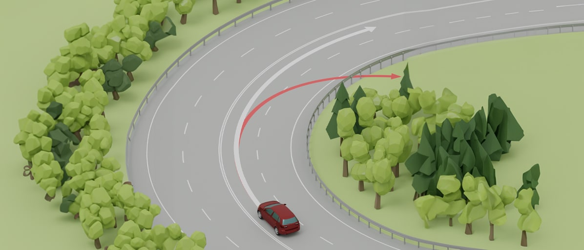 Illustration av en bil som överstyrar