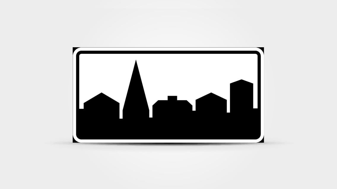 Tättbebyggd vägmärka